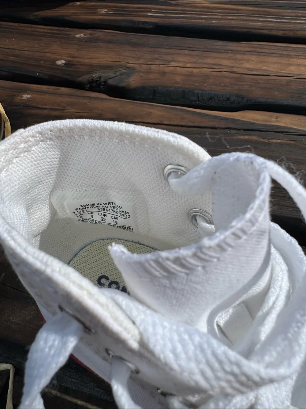 White Converse Canvas High-Top Sneakers with Red Trim Toddler 6